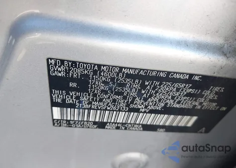 2015 Toyota Rav4 Le from USA, damaged, VIN 2T3BFREV5FW262133